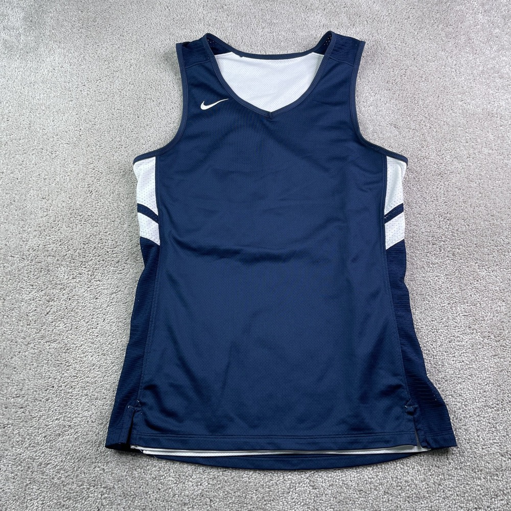 Nike Jersey Womens Medium Blue White Reversible Mesh Basketball Tank Top Gym‎